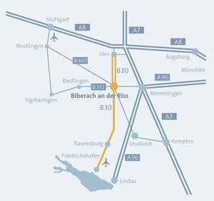 Anfahrtsskizze nach Biberach