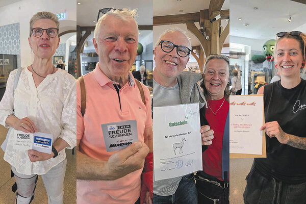 Glückliche Gewinner bei der Tombola: Monika Beck, Elmar Hein, Stefan Ascher und Laura Stierkat (von links)